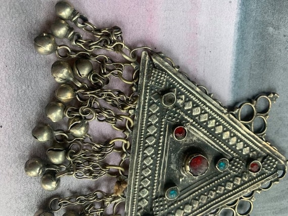 antique hand made solid bronze large pendant ethn… - image 3