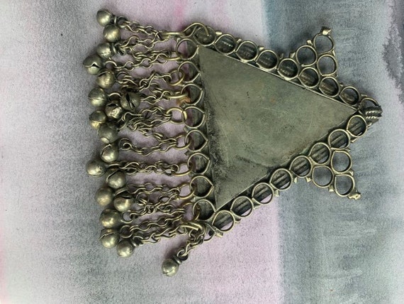 antique hand made solid bronze large pendant ethn… - image 5