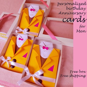 Handgemaakte 100% kwaliteit nieuwste creatieve verjaardag vaders dag groet 3D-kaarten voor mannen liefhebbers man broers of zoon gratis doos