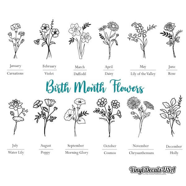 Birth Month Flower Decal | Mother's Day Gift | Flower Birth Month | Flower Sticker | Birth Month | Gifts for Mom & Dad | Floral Car Decal