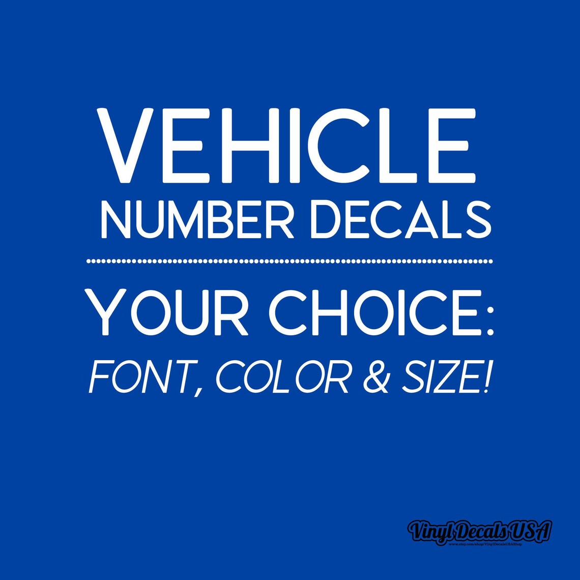 Custom Vehicle Number Vinyl Decal Choose your Size Color and Etsy