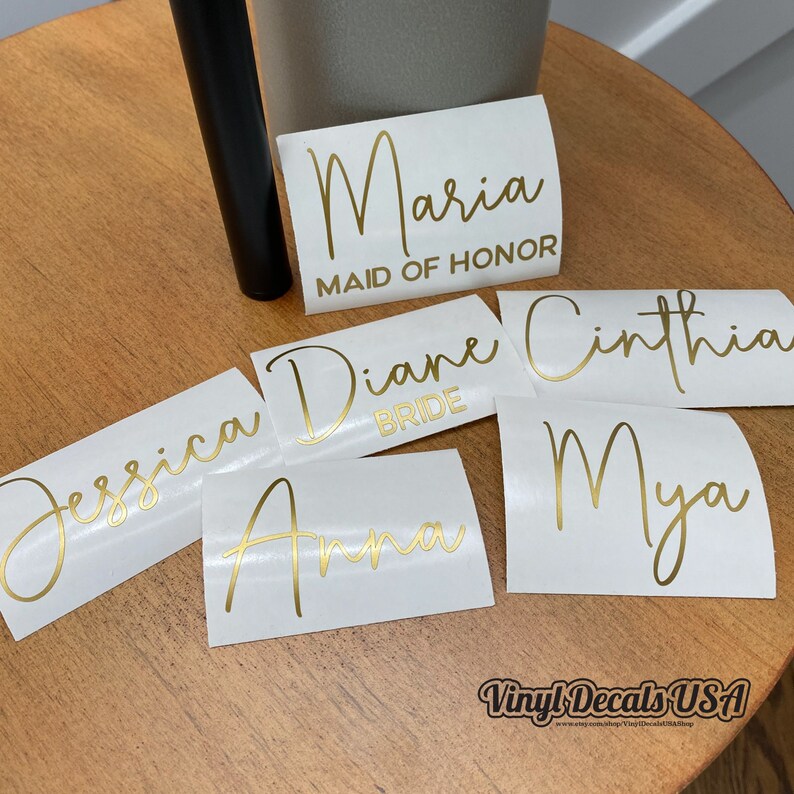 Custom Name Vinyl Decal for Champagne Wedding Glasses no Etsy