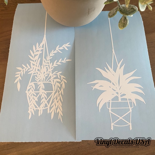 Hanging Basket Decals, Plant Succulent Car Decal, Laptop School Work Decal, Gardener Plant Decal, Cute House Plant Decal, Plant Lover Decal