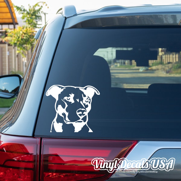 Pit Bull Dog Decal | I love my Pit Bull Sticker | Pit Bull Silhouette Sticker | Dog Pet Decal | Rescue Dog Sticker