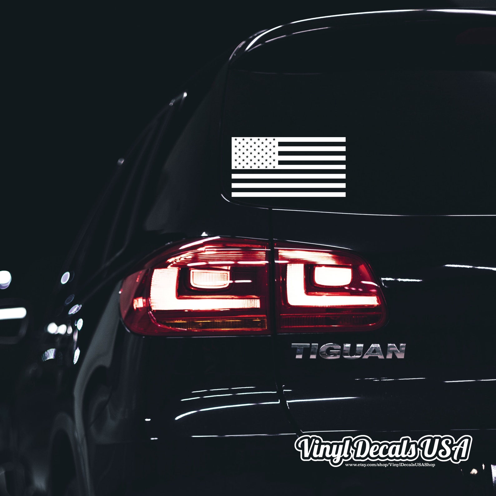 Waving american flag car window decals  stickers