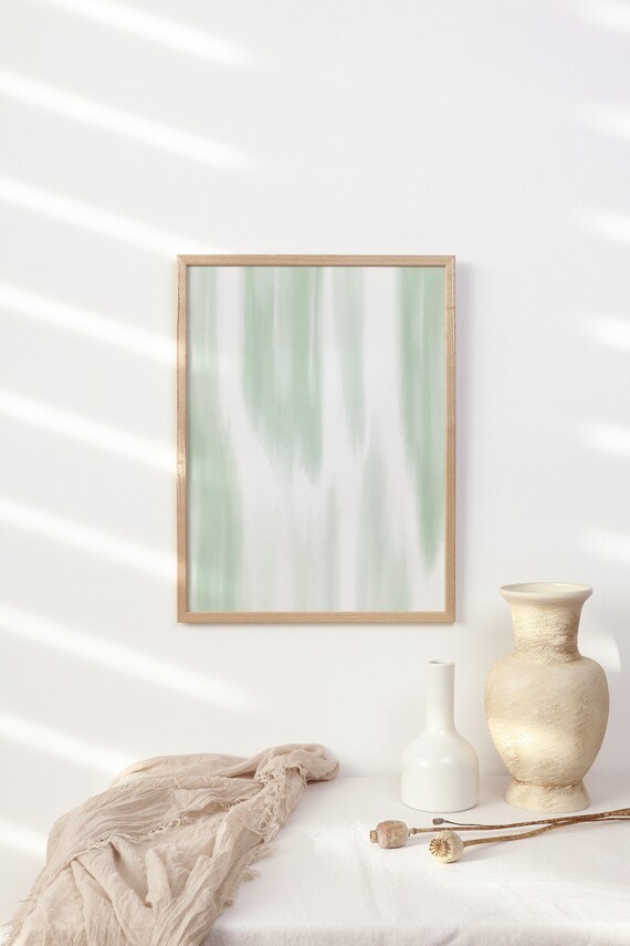 Mint Green Abstract Paining Wall Art Mint Green Acrylic Wall Etsy