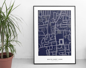 White Hart Lane Stadion gepunktete Karte - Spurs Football Poster/Postkarte