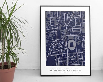 Tottenham Hotspur Stadeium Dotted Map - Spurs Fußball Poster/Postkarte