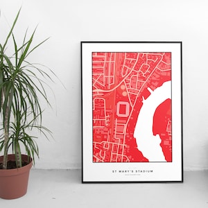 St Mary&#39;s Stadium Dotted Map - Southampton Football Poster/Postcard