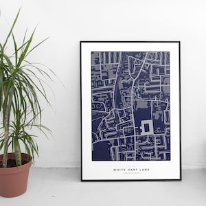 Carte en pointillés du stade White Hart Lane - Poster/carte postale de football des Spurs