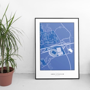 Amex Stadium Dotted Map - Brighton and Hove Albion Football Poster/Postcard
