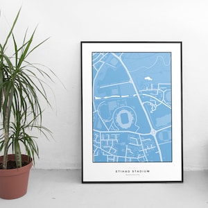 Etihad Stadium Dotted Map - Manchester City Football Poster/Postcard