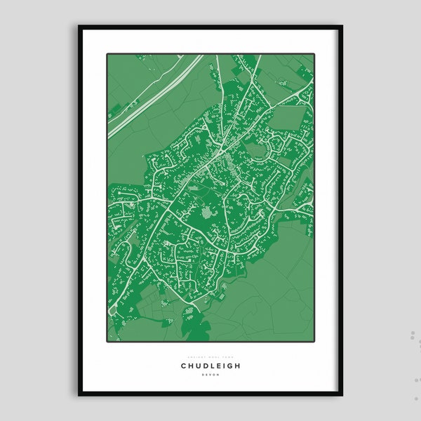 Chudleigh Dotted Map - Devon Poster/Postcard