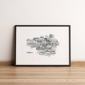 Music of Manchester Word Map - Typografie Poster