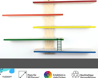Edurino wooden shelf – Colorful rainbow shelf for figures, children's room storage, handmade and child-friendly