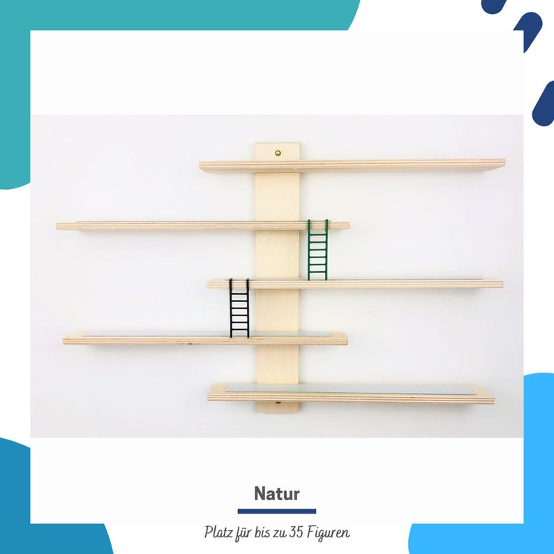Magnetisches Tonie Edurino Regal Holz in Greige – Sanfte Farbtöne Handgefertigt Kinderzimmer Aufbewahrung für Tonie Figuren, Kindgerecht Bild 9