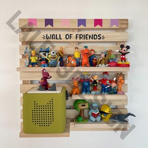 Tonie shelf - pink • square pennant • wood - including box holder - magnetic - | Wall of Friends | 1 name | 2 names | custom text