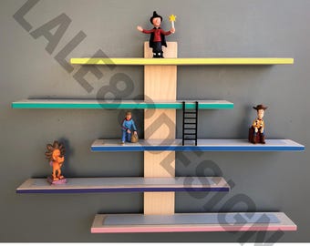 Wooden Tonie shelf – Magnetic, colorful | Storage for Tonie figures | Personalized | Music box organizer, children's room gift