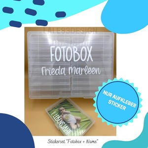 Fotobox - Personalisierte Aufkleber für deine Box - Kindheit 1-18 Jahre -  Erinnerungsbox für Baby Geschenke & Geburtsgeschenk - Sticker