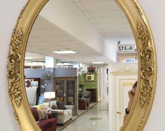 美品■イタリア■ロココ様式/バロック様式■ゴールド装飾■ウォールミラー/壁掛け イタリア製ロココ調バロック調ウォールミラー、大型クラシック玄関