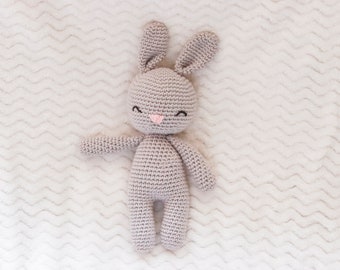 Bunny Amigurumi Crocheted Stuffed Animal (Grey)