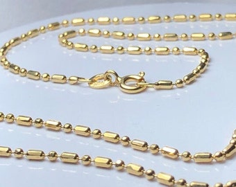 14k Gelbgold 1,5 mm Stab und Kugel Perlenkette