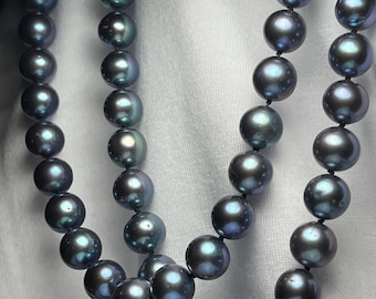 Tahiti Perlenkette 8,5 mm-9,5 mm Verlaufs-Schwarz-Perlen 18-Zoll-Lüster AAA-Qualität