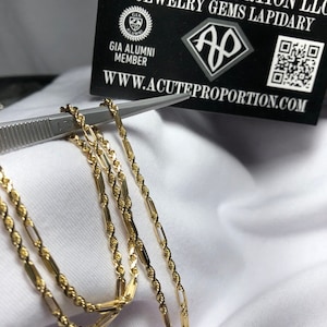 14K Massivgold Milano Seil Kettenhalskette - 1,5 mm Figaro Link - Luxusgeschenk - AcuteProportion