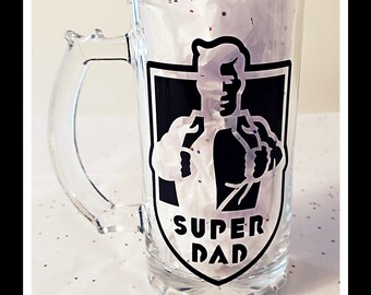 Super Dad Glass-Father's Day-Christmas-Birthday-Dad Gift-Pint Glass-Beer Mug-Coffee Mug-Father