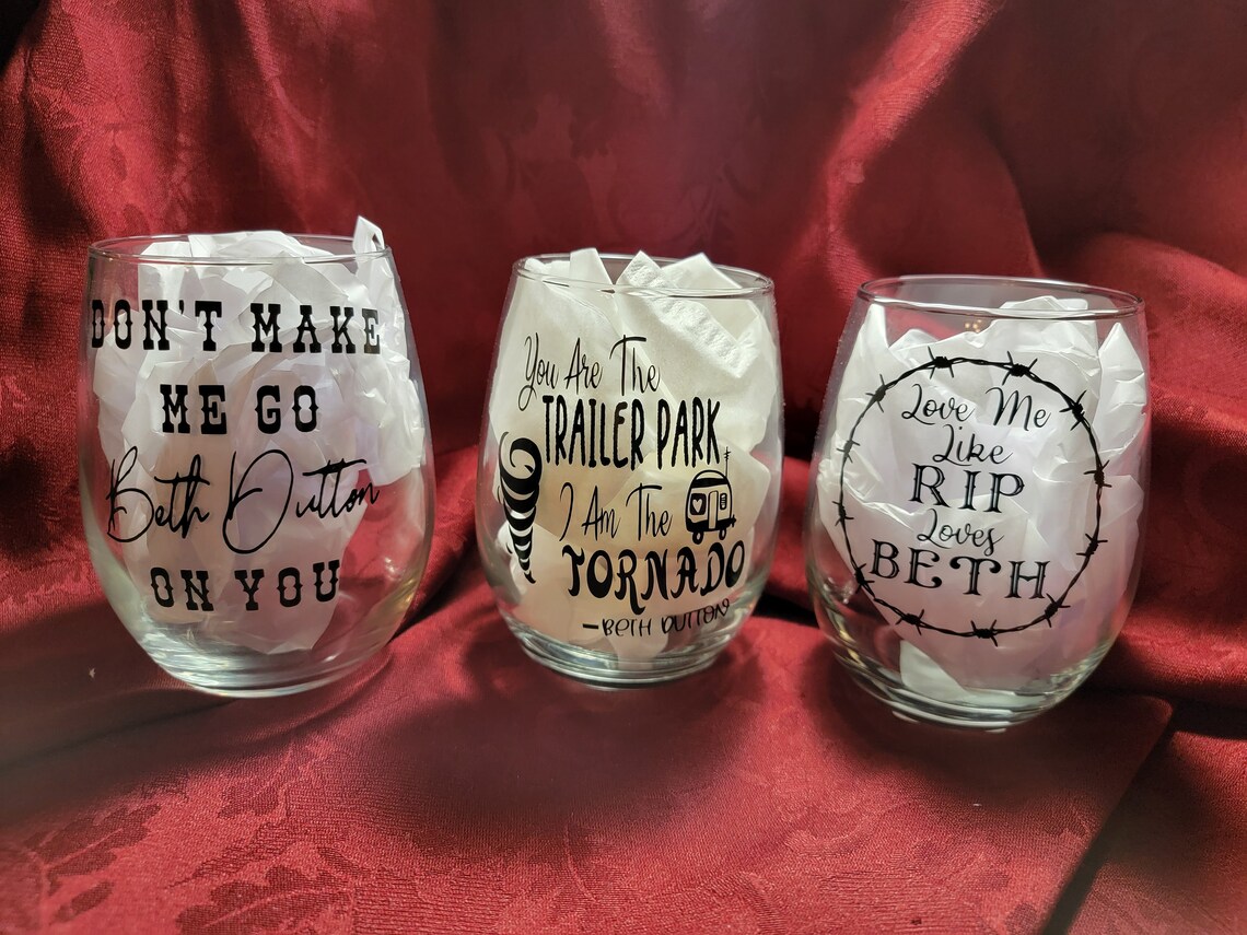 Yellowstone Wine Glassesbeth Duttonriprip Loves Etsy