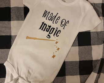 Made of Magic Onesie-Baby-Magic-HP-Harry Potter Fandom-1st Birthday-Birthday-Christmas-Baby Shower-Magic Baby-Wizard-Witch-Baby Clothes