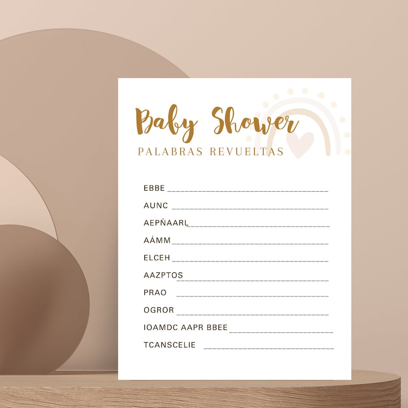Spanish Baby Shower Games Word Scramble Juego De Palabras Para Baby
