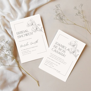 Convite para chá de panela bilíngue - Invitación Despedida de Soltera Espanhol - DIGITAL CANVA TEMPLATE