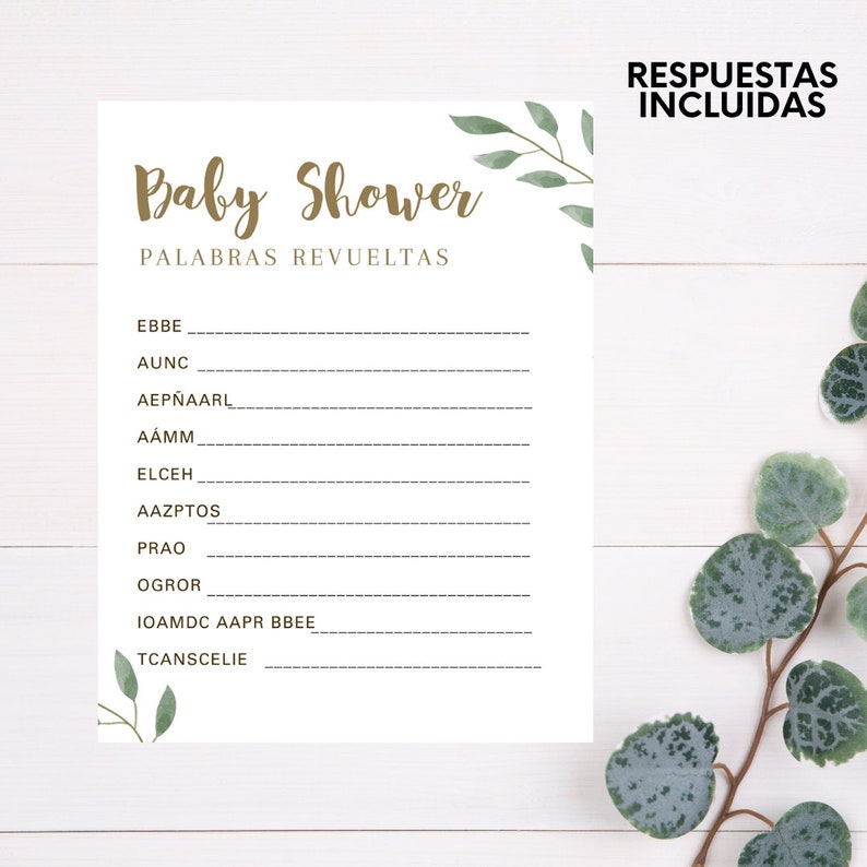 Spanish Baby Shower Games Word Scramble Juego De Palabras Para Baby