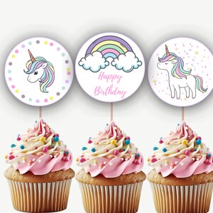 Unicorn Toppers, Baby Unicorn Toppers, Rainbow Toppers, Unicorn Birthday Toppers, Rainbow Unicorn Cupcakes, Unicorn Party, Pastel Unicorn