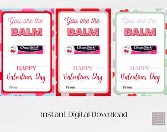 Valentines Card Lip Balm Holder, Valentines Chapstick Holder, Lep Balm Valentine Card, Valentines Card Printable, Valentine Day Card Instant