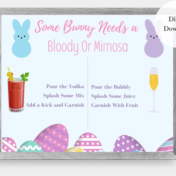 Easter Mimosa and Bloody Mary Bar Sign, Easter Printable Sign, Easter Sign, Easter Party Signs, Printable Easter Sign for Bloody Mary