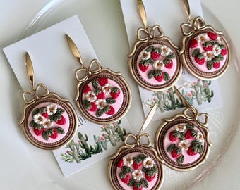 Handmade clay Strawberry earrings