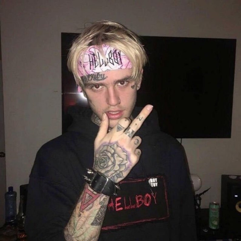 LIL PEEP Pink HELLBOY Bandana Headwrap Face Mask Scarf Etsy
