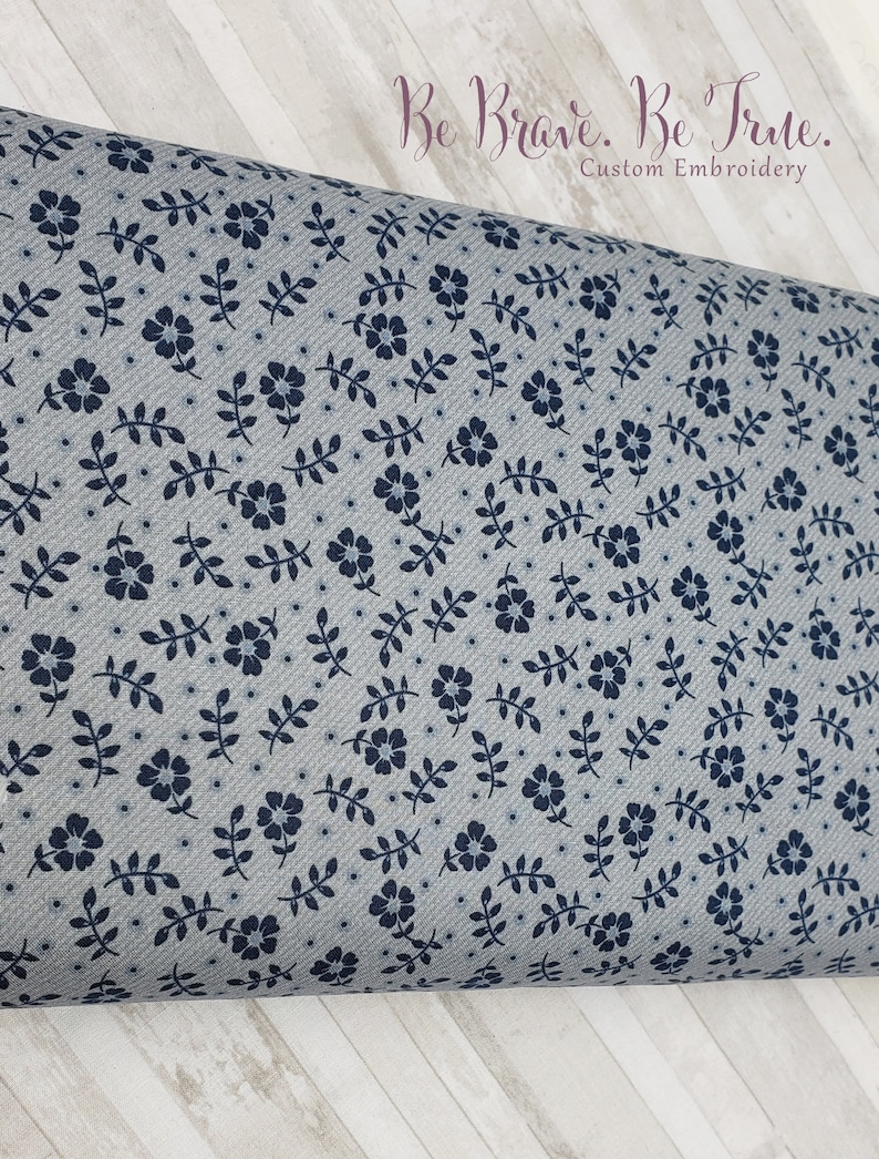 Tranquility Flowers Gray by Riley Blake Gray Floral Fabric Etsy