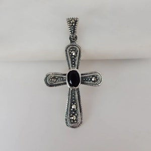 Zwarte Onyx Stenen Kruis ketting, Vrouwen kruis Ketting, Religieuze kruis ketting, moederdag Cadeau,
