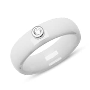 Ceramic Wedding Bands,White Ceramic Ring, White Domed Ring, Ceramic Ring,Women Wedding Ring, Custom Ring, Personalized Ring, Engagement Ring