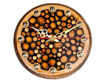 Handmade Beech Wood Wall Clock with Epoxy – Rustic Home Decor