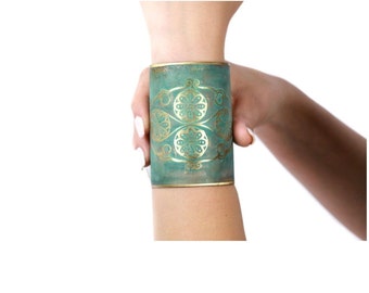 Handmade Brass Armenian Cuff Bracelet: Adjustable Bohemian Jewelry