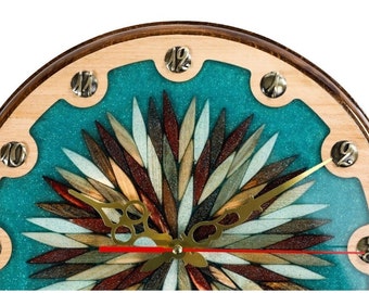 Handcrafted Walnut Wall Clock with Epoxy Resin