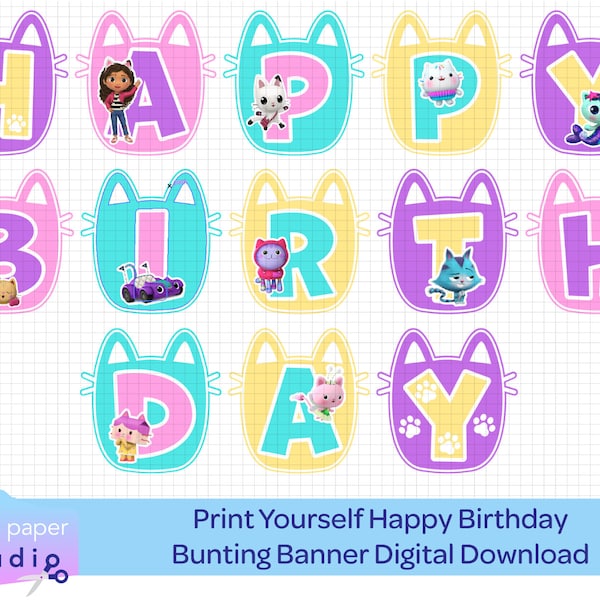 Gabby´s Dollhouse Happy Birthday Banner