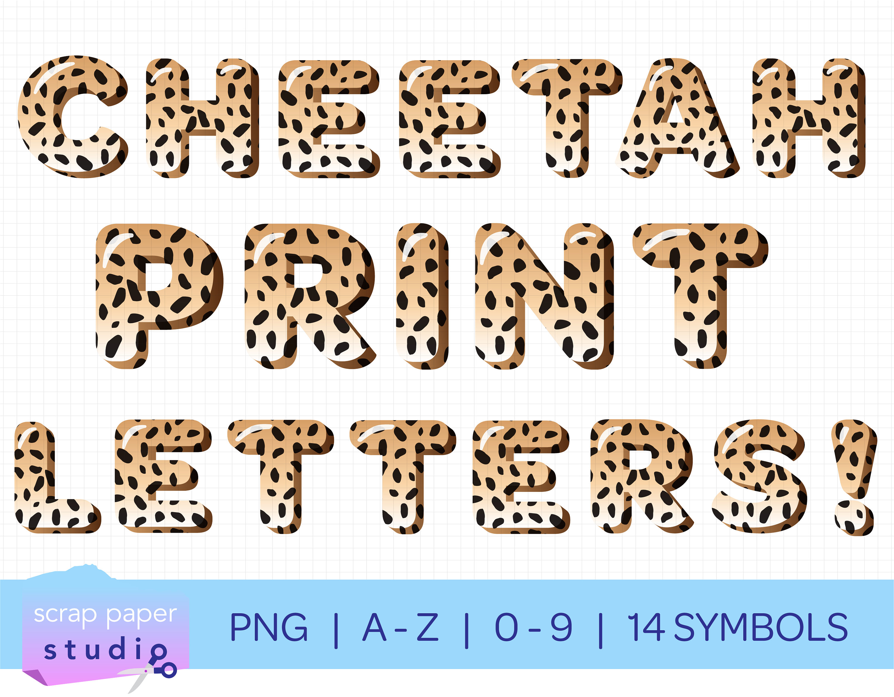 cheetah print bubble letters instant download wild animal etsy