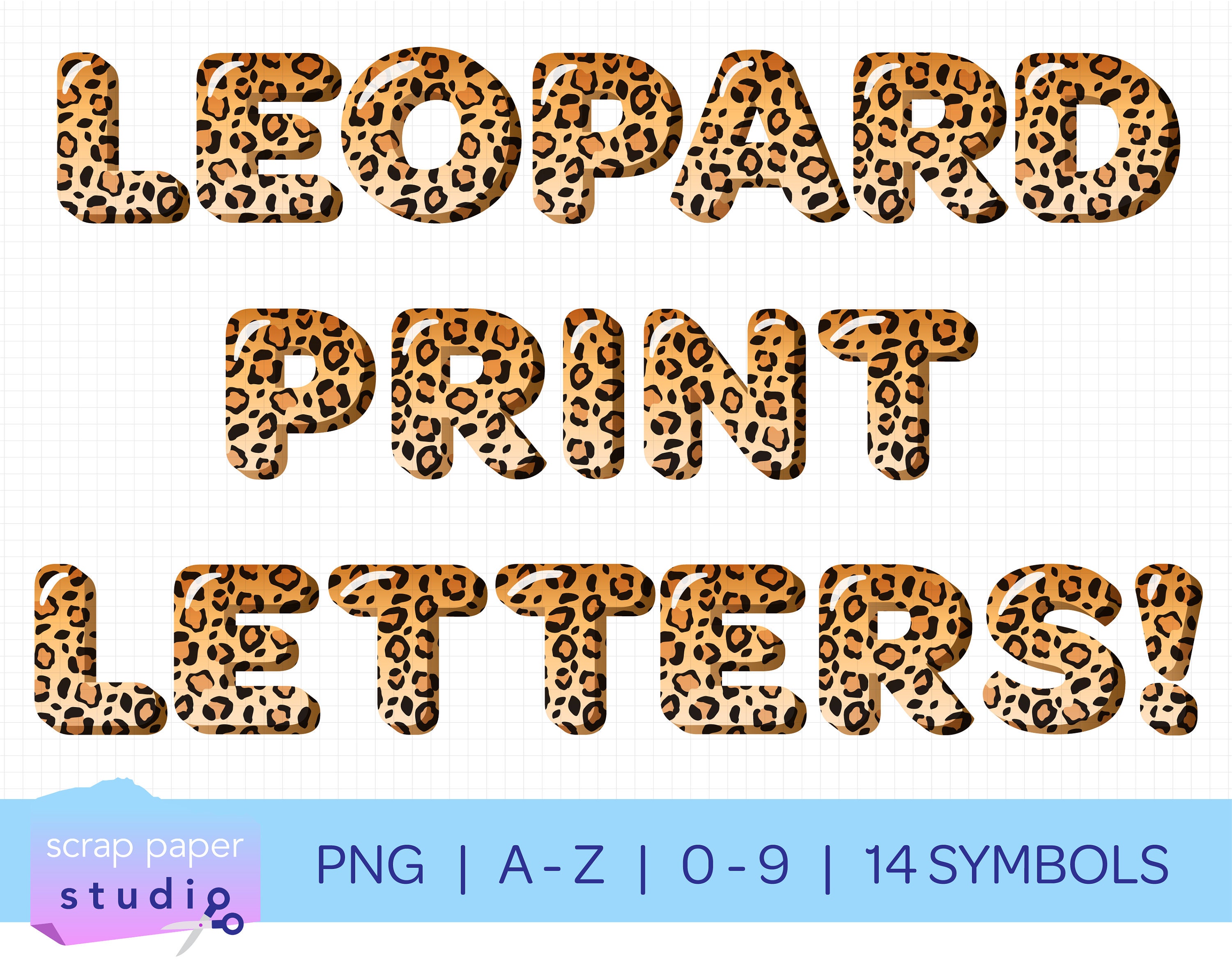 leopard print bubble letters instant download wild animal etsy