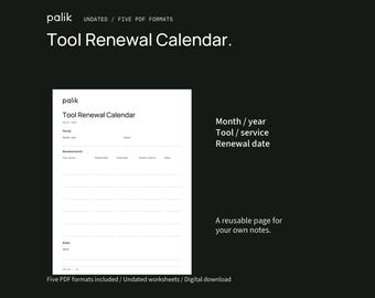 Tool Renewal Calendar