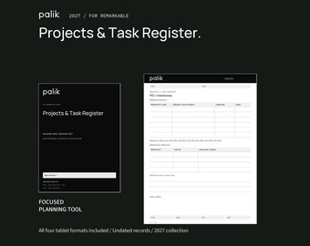 Palik Projects & Task Register 2027
